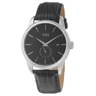 ESQ by Movado Mens Chronicle Stainless Steel and Leather Quartz