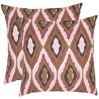 Diamond Ikat 18 inch Brown/ Pink Decorative Pillows (Set of 2
