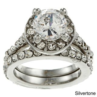 Simon Frank CZ and Crystal Halo Bridal style Ring Set
