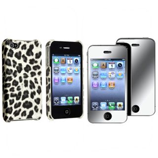 Leopard Case/ Mirror Screen Protector for Apple iPhone 4