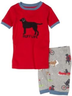 Hatley Boys 2 7 Ruff Life Short Pajama Set,Red,5: Clothing