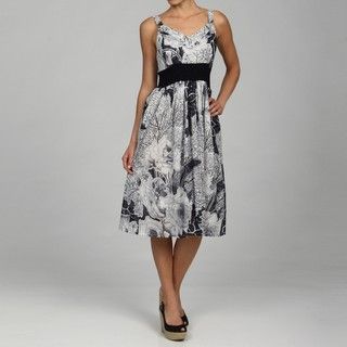 Studio West Womens Black and White Floral Dress