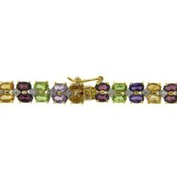 18k Yellow Gold over Silver Multi gemstone and Diamond Accent Bracelet