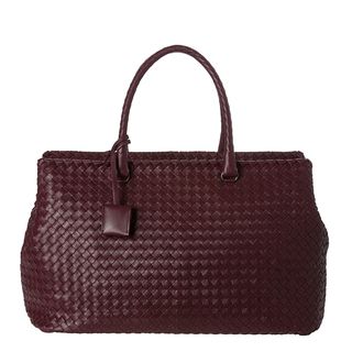 Bottega Veneta Burgundy Nappa Leather Intrecciato Brick Bag