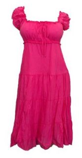 Plus Size Pink Cotton Empire Waist SunDress Clothing
