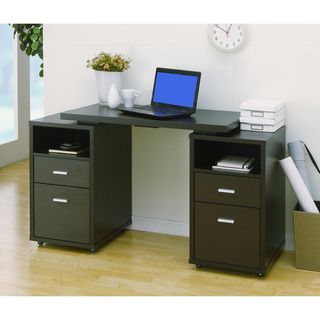 Cappuccino 4 drawer Extendable Office Desk