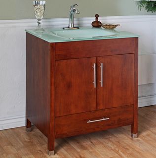 Medium Walnut 32 inch Single Bathroom Vanity and Sink
