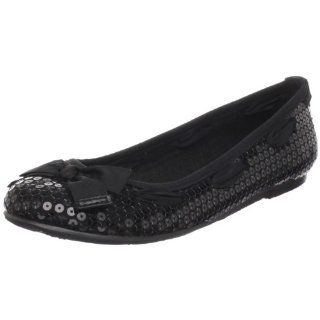  Ann Marino Womens Century Sequinned Flat,Black,8.5 M US Shoes
