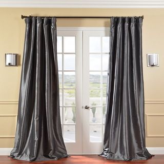Solid Faux Silk Taffeta Graphite 108 inch Curtain Panel