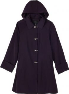 London Fog Womens Clip Coat, Blackberry, 1X Clothing