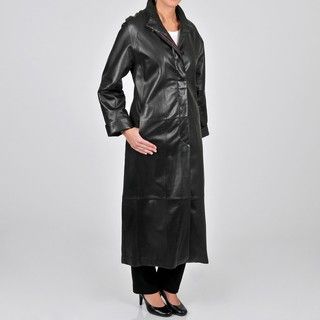 Tibor Design Womens Plus Size Full length Leather Swing Coat