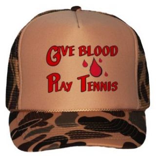 Give Blood Play Tennis Adult Brown Camo Mesh Back Hat