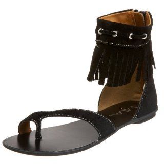 Mia Womens Pocahontas Ankle Fringe Flat Sandal,Black,11 M US: Shoes
