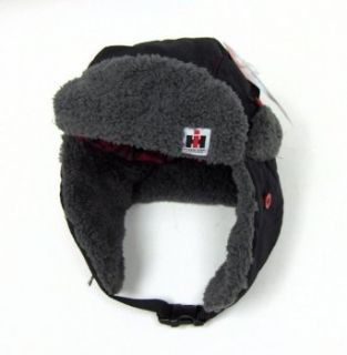 Case IH Red Flannel Lined Trapper Hat in Black Clothing