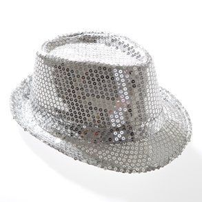 Silver Sequin Fedora Clothing