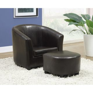 Kids Dark Brown Leather Look Chair / Ottoman 2 Piece Set Today $114