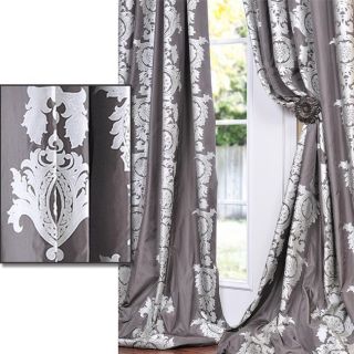Silver Metallic Print Faux Silk 108 inch Curtain Panel