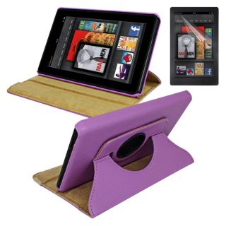 SKQUE  Kindle Fire Purple Rotating Leather Case/ Screen