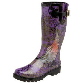 Chooka Womens Winged Glory Rain Boot,Purple,5 M US Shoes
