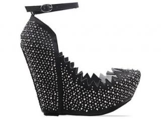  Jeffrey Campbell Audrey Spike High Heel Wedge   Black Silver Shoes
