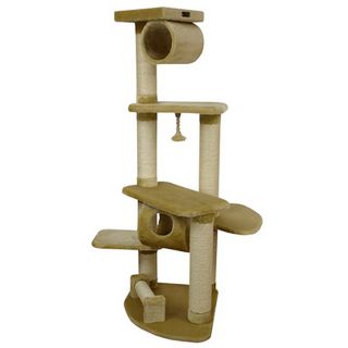 ivory faux fleece wooden cat tree gym furniture today $ 110 99