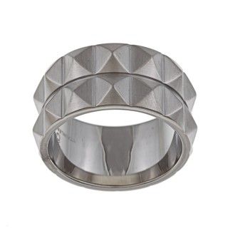 Stainless Steel Mens Two row Spike Band