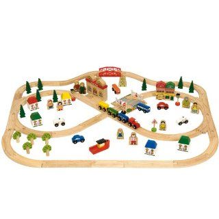 com Bigjigs Toys Town And Country Train Set (101 Piece) Toys & Games