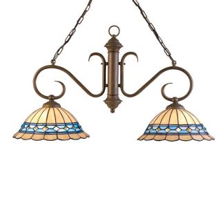 Tiffany style Art Nouveau 2 light Hanging Fixture