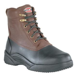 Mens Iron Age Compound Shaft Boot Black Rubber/Brown Leather Was $