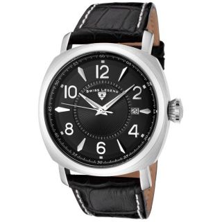 Swiss Legend Mens Executive Black Dial Black Leather Watch