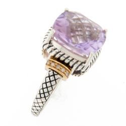 Meredith Leigh 14k Gold and Silver Pink Amethyst and Diamond Ring