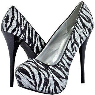 Neutral 107 Black Silver Zebra Women Platform Pumps, 6.5 M US: Shoes