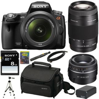 Sony alpha SLT A55VL 16.2MP DSLR Camera with 18 55 & Sigma 70 300 f4 5