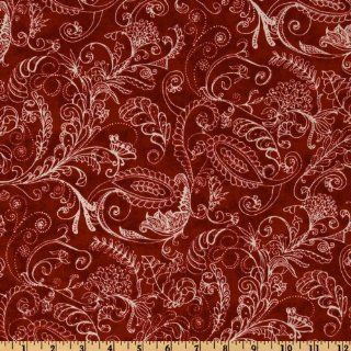 108 Complementary Quilt Backing Dotty Paisley Burnt Red