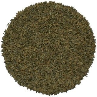Hand tied Green Leather Rug (8 Round)