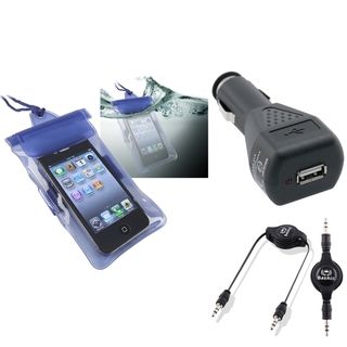 BasAcc Blue Waterproof Bag/ Cable/ Car Charger for Apple iPhone 5