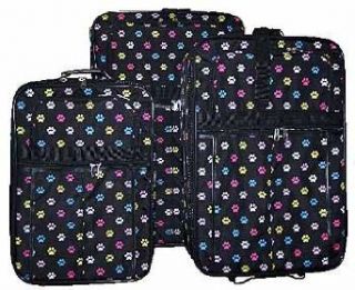 Multicolor Paw Print 3 Piece Luggage Set Clothing