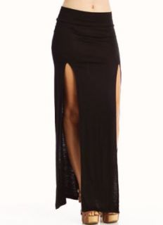 double slit maxi skirt SM BLACK: Clothing