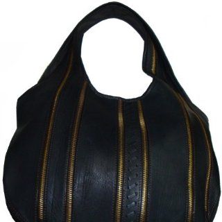 Womens Large ORYANY Hobo Handbag (Black Accented With Zippers)