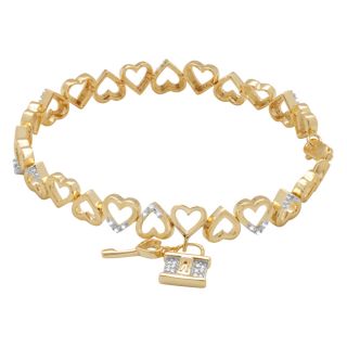Gold over Silver 1/10ct TDW Diamond Heart Bracelet (H I, I3) Today $