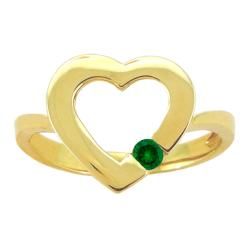 10k Gold Created Emerald May Birthstone Heart Ring