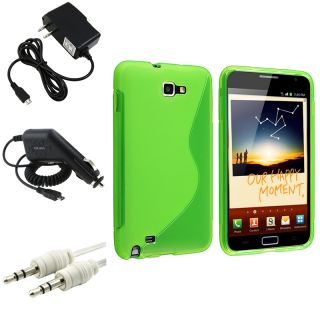 Green TPU Case/ Chargers/ Audio Cable for Samsung Galaxy Note N7000