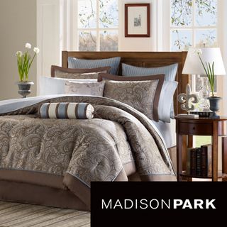 Madison Park Whitman Blue 12 piece Bed in a Bag with Sheet Set