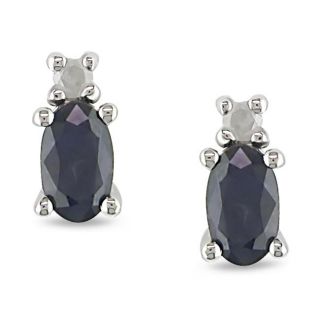 Sterling Silver Black Sapphire and Diamond Earrings