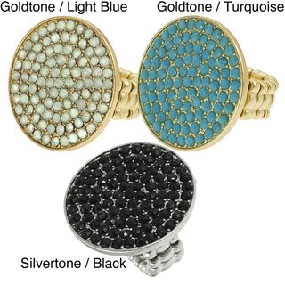 Journee Collection Large Vintage Rhinestone Disc Stretch Ring