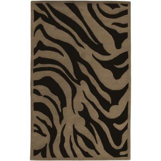 Hand tufted Contemporary Brown Zebra Glamorous New Zealand Wool Rug (3