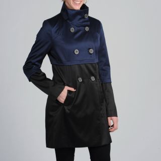 Tahari Womens Blue/ Black Color block Satin Coat Today $78.99