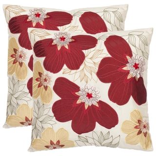 Petals 18 inch Cream/ Red Decorative Pillows (Set of 2)