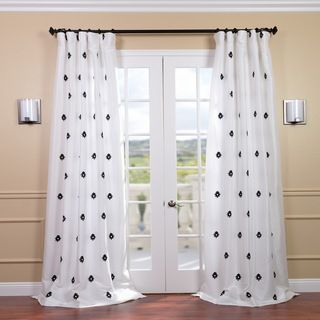 Mirror White Embroidered Faux Silk 96 inch Curtain Panel