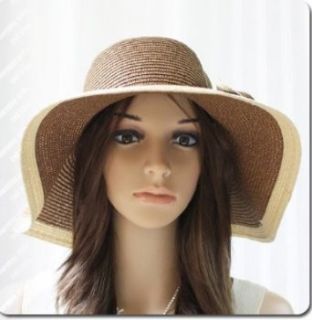 Ladies Straw Hat / Sun Hat / Beach Packable Dual Tone